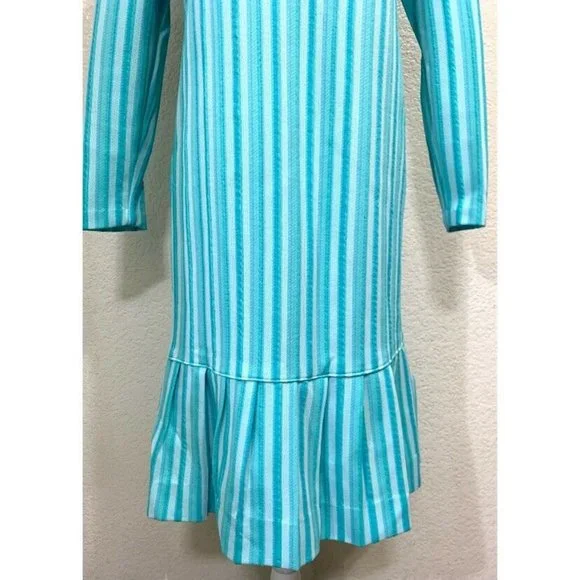 Handmade Vintage 80s Blue Long Sleeve Dress - Picture 5 of 6